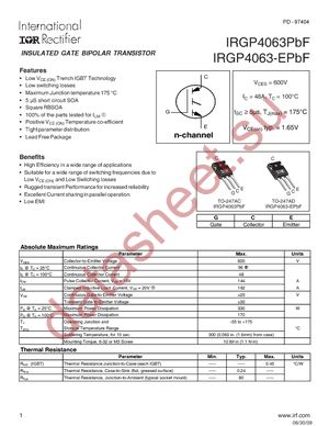 IRGP4063-EPBF datasheet  